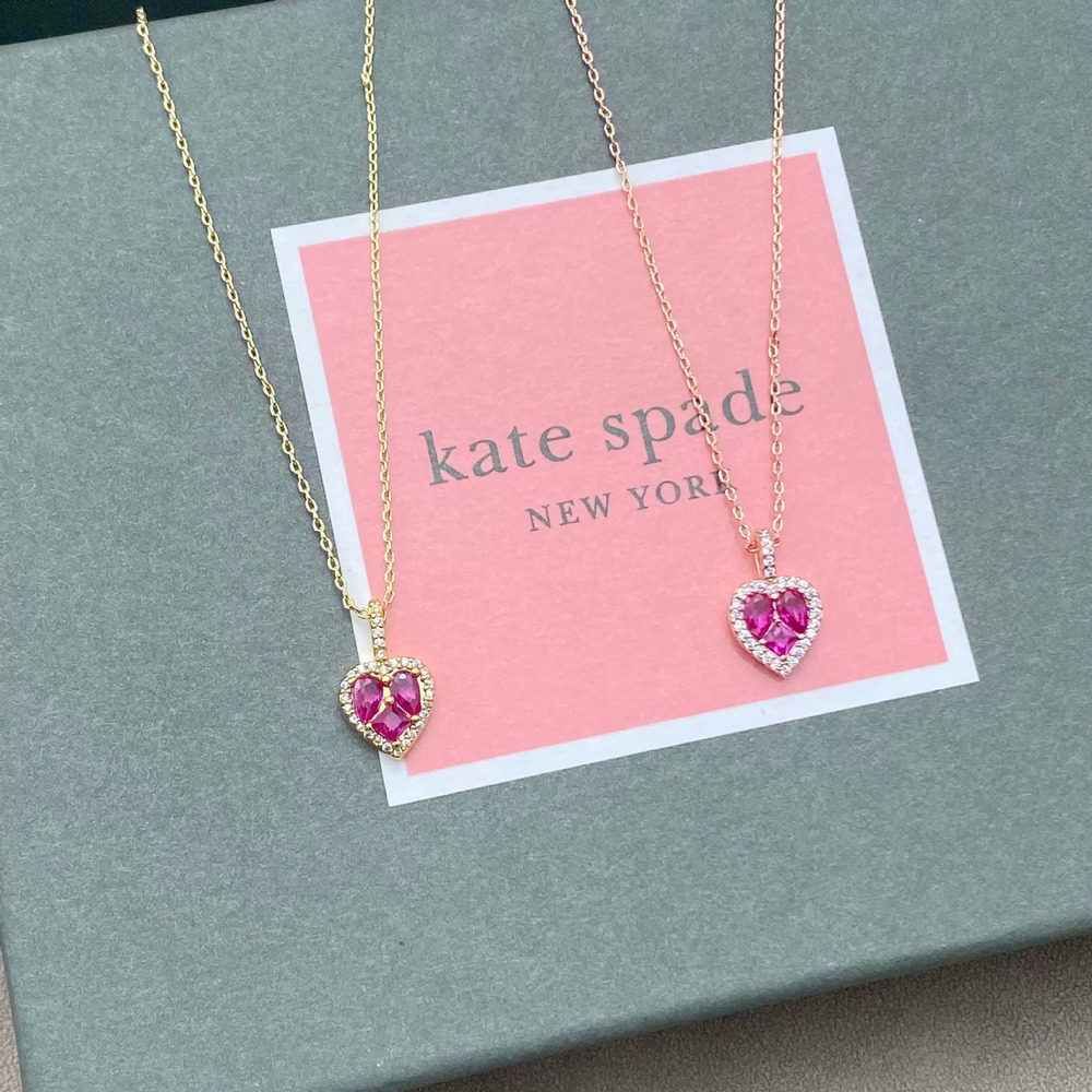 kate spade Trendy Red Zircon Heart Pendant Necklace